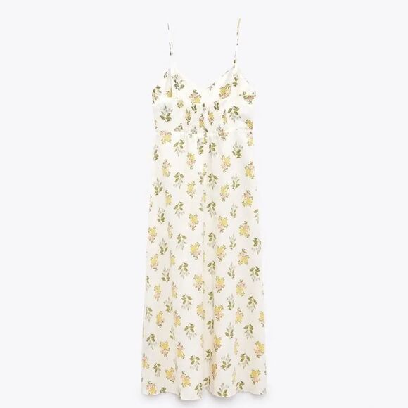 ZARA FLORAL PRINTED MIDI DRESS - Picture 8 of 11